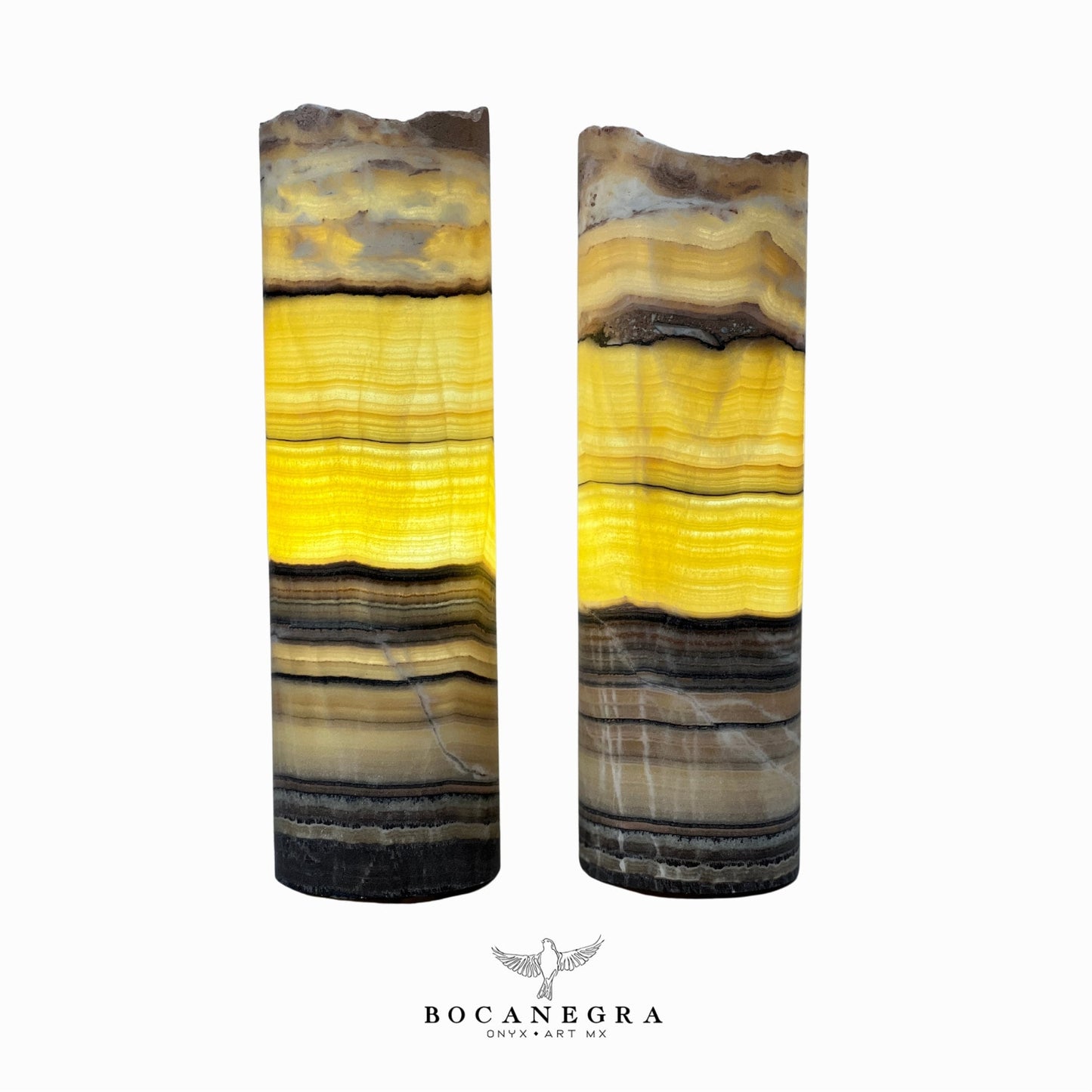 Beige and Black Onyx Stone Lamps (Two set) - Table Lamp - Home Decor