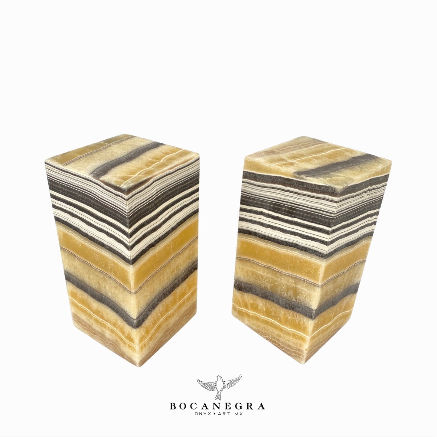 Beige and Black Onyx Stone Lamps(Two Set) - Table Lamp - Home Decor