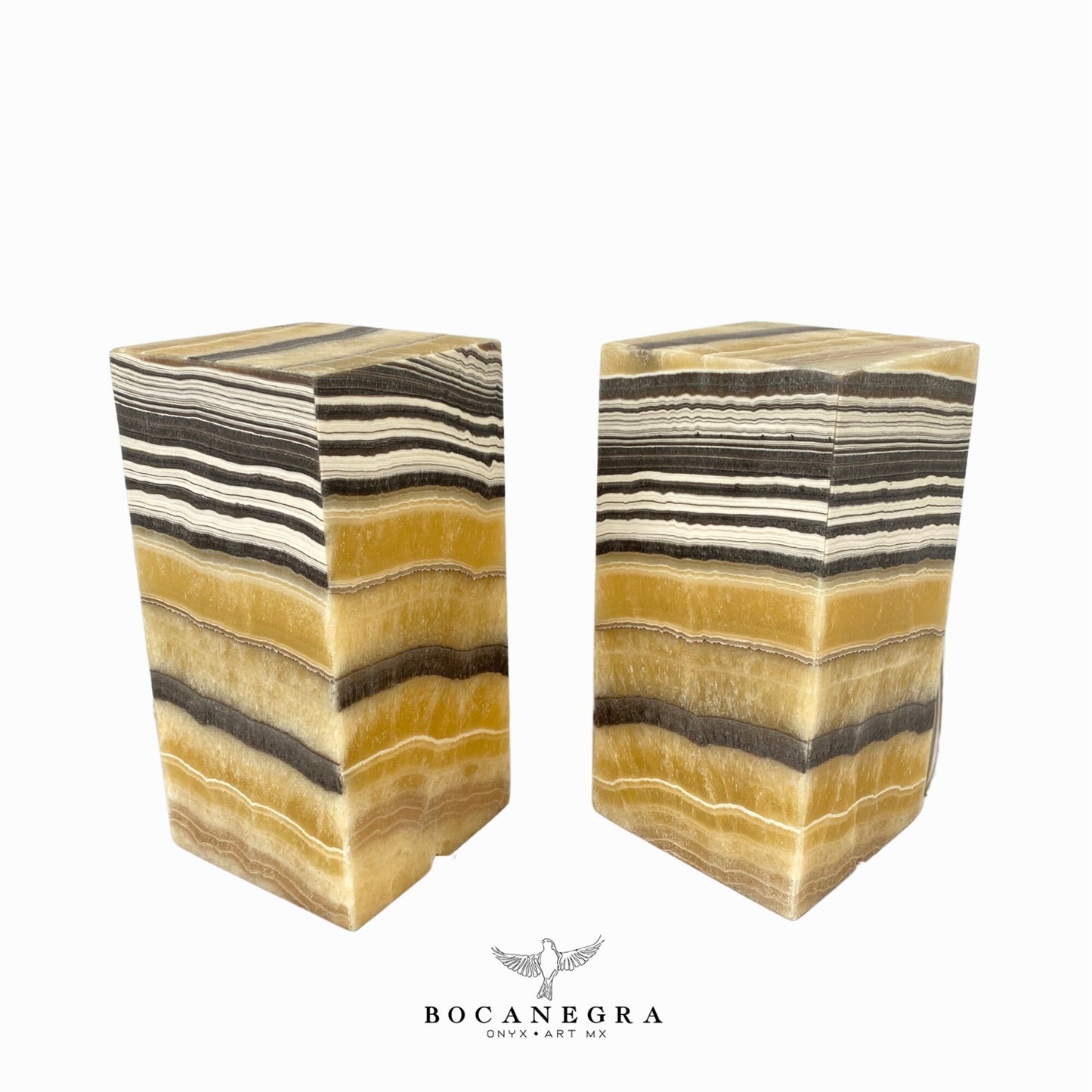 Beige and Black Onyx Stone Lamps(Two Set) - Table Lamp - Home Decor
