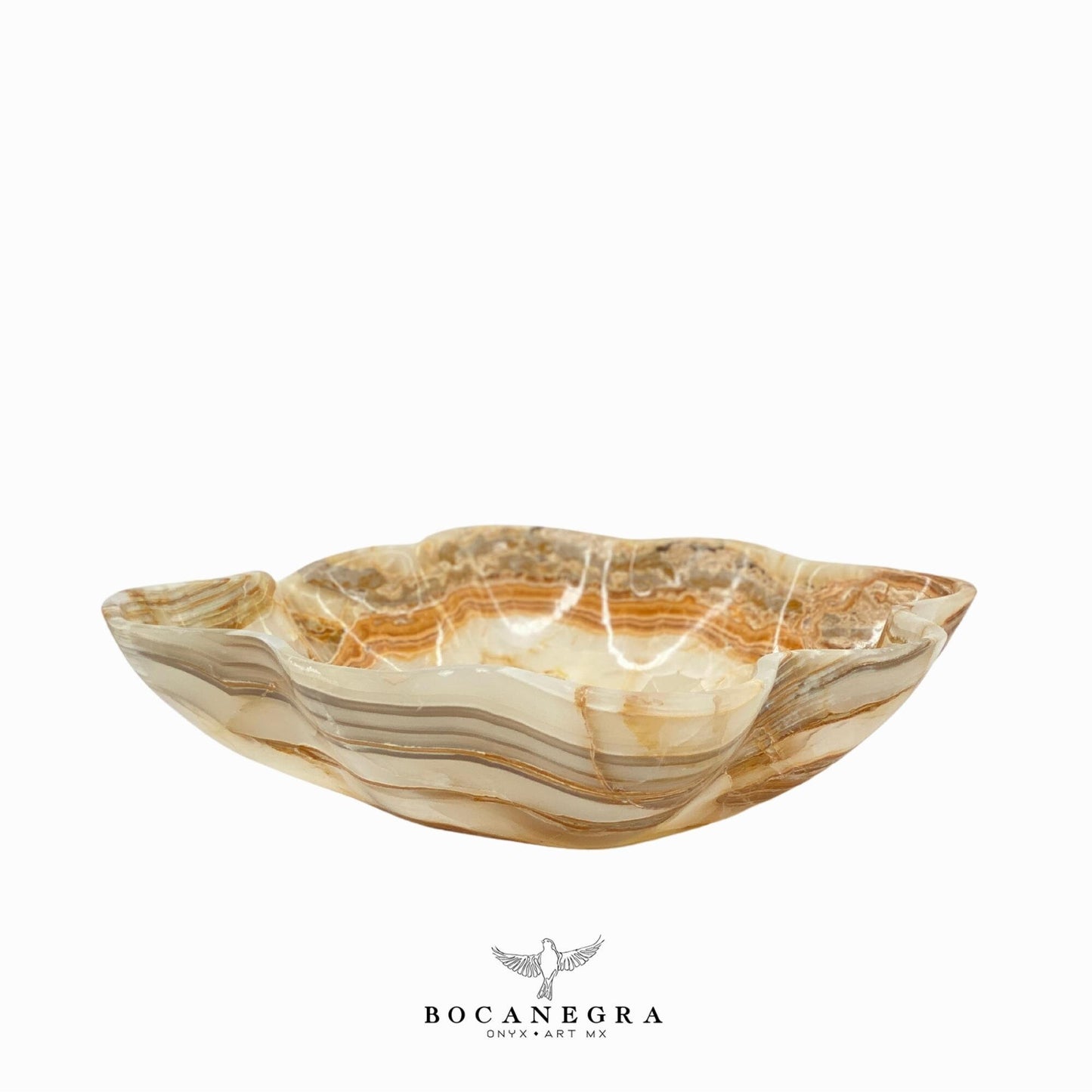 Beige & Brown Decorative Onyx Bowl - Centerpiece - Fruit Platter