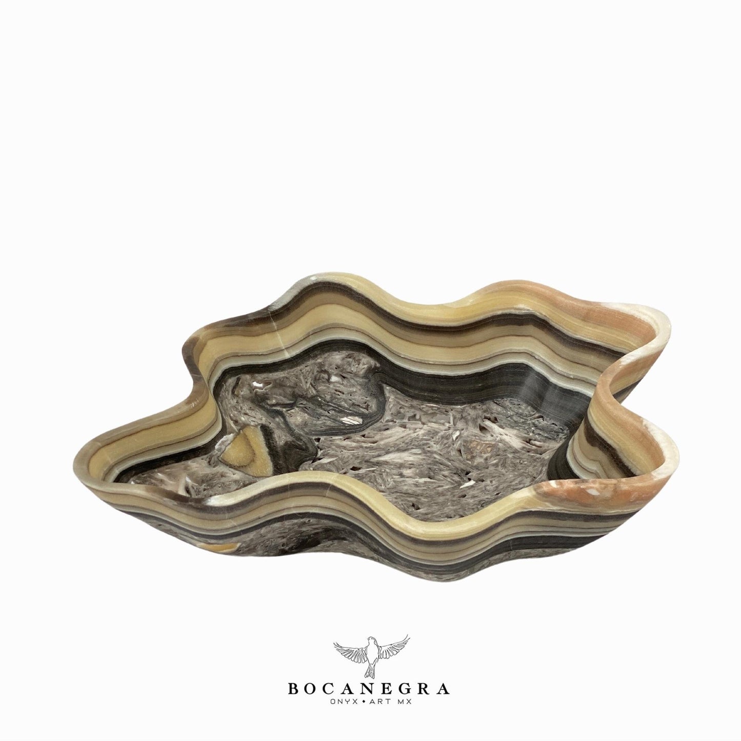 Black & Beige Decorative Onyx Bowl - Centerpiece - Fruit platter