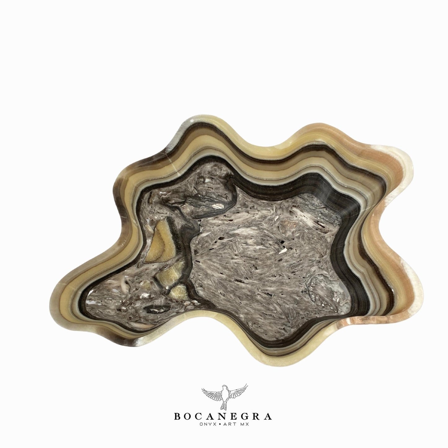 Black & Beige Decorative Onyx Bowl - Centerpiece - Fruit platter