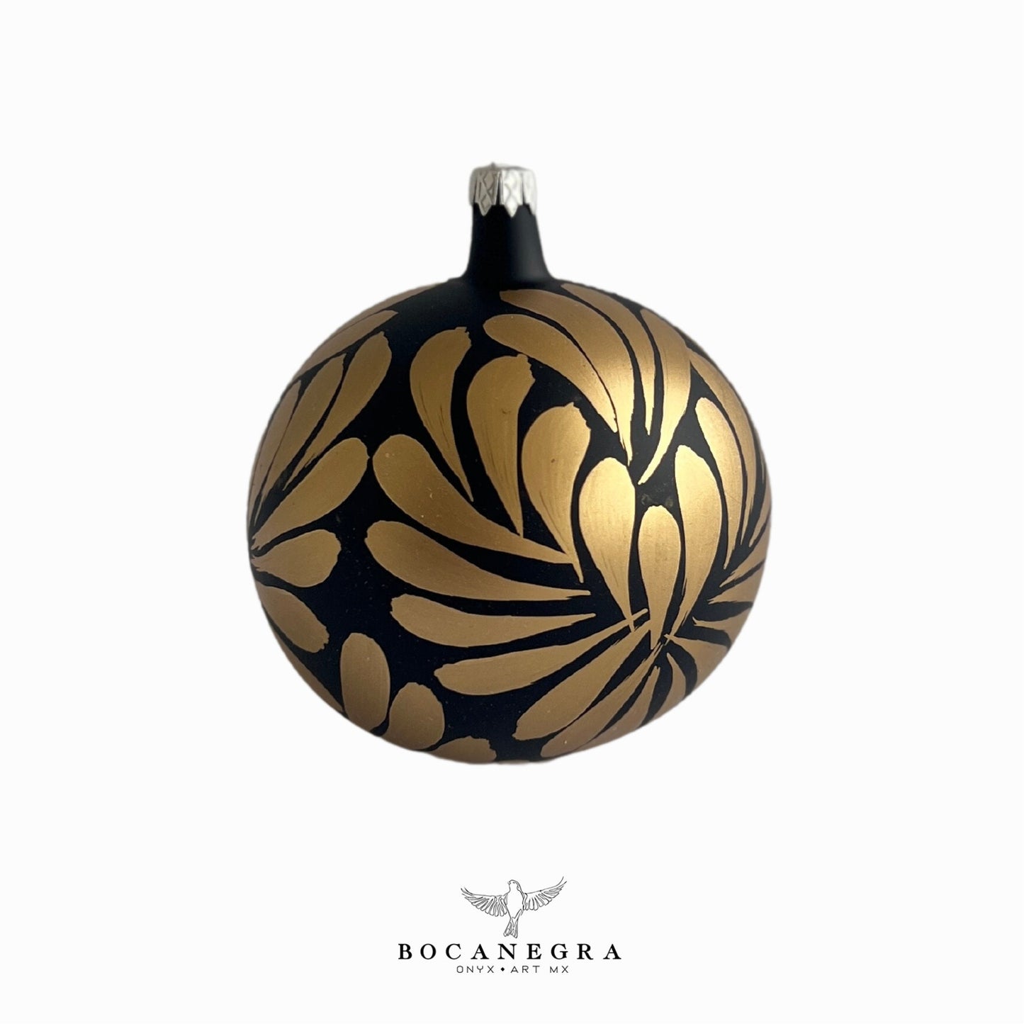 Blown Glass Christmas Gold Sphere, Christmas Tree, Blown Glass Ornament, Black and Gold Baubles, (Set of 12)