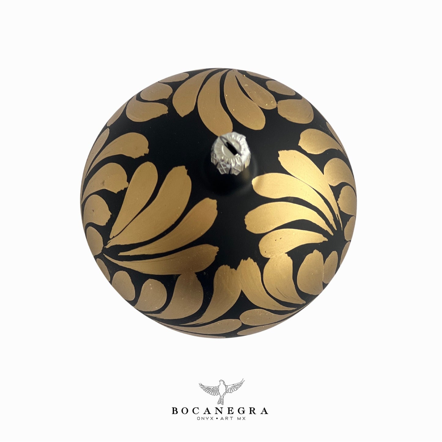 Blown Glass Christmas Gold Sphere, Christmas Tree, Blown Glass Ornament, Black and Gold Baubles, (Set of 12)
