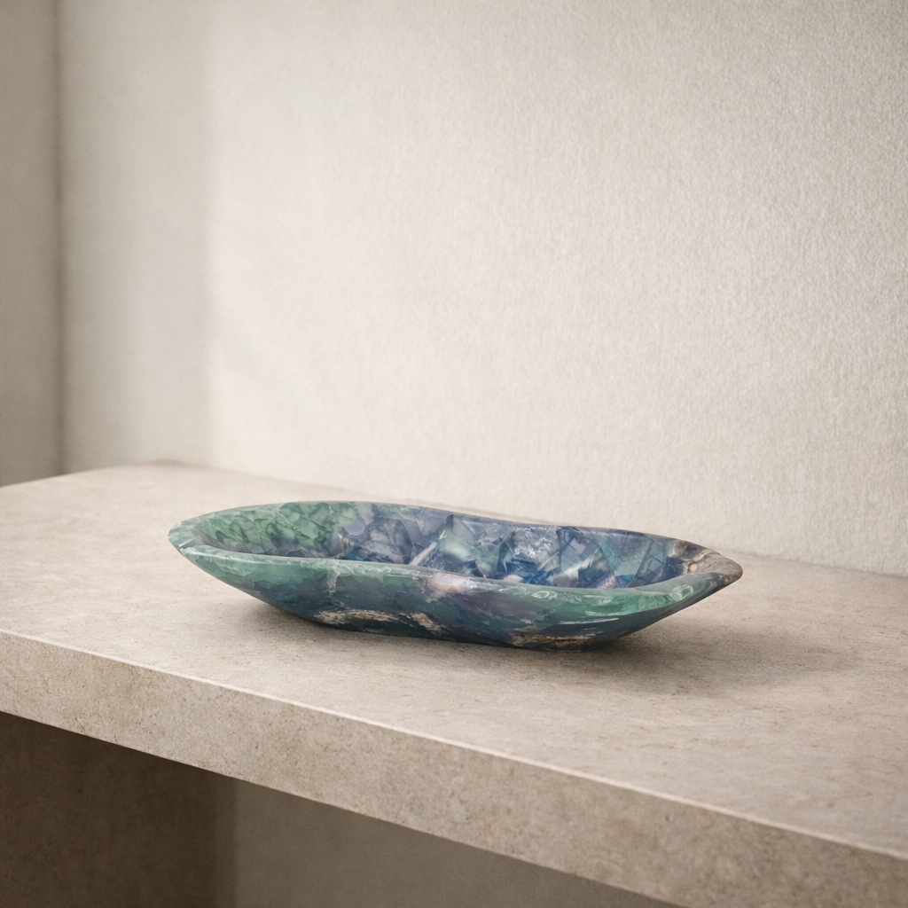 Fluorite Decorative Bowl - Centerpiece - Fruit Platter - Elegant Bowl - Handcrafted Beauty for Your Home