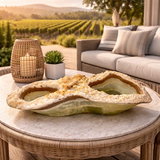 Rare Green Decorative Onyx Bowl - Centerpiece - Fruit platter