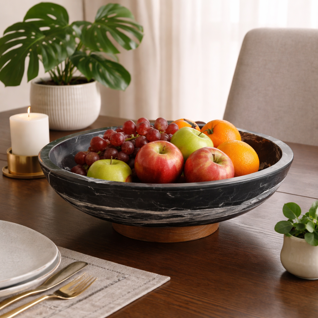 Black Marble Fruit Platter - Decorative Piece
