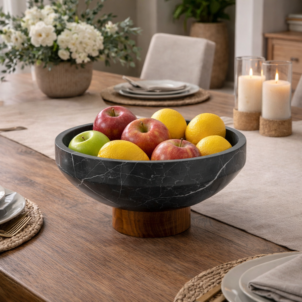 Black Marble Fruit Platter - Decorative Piece