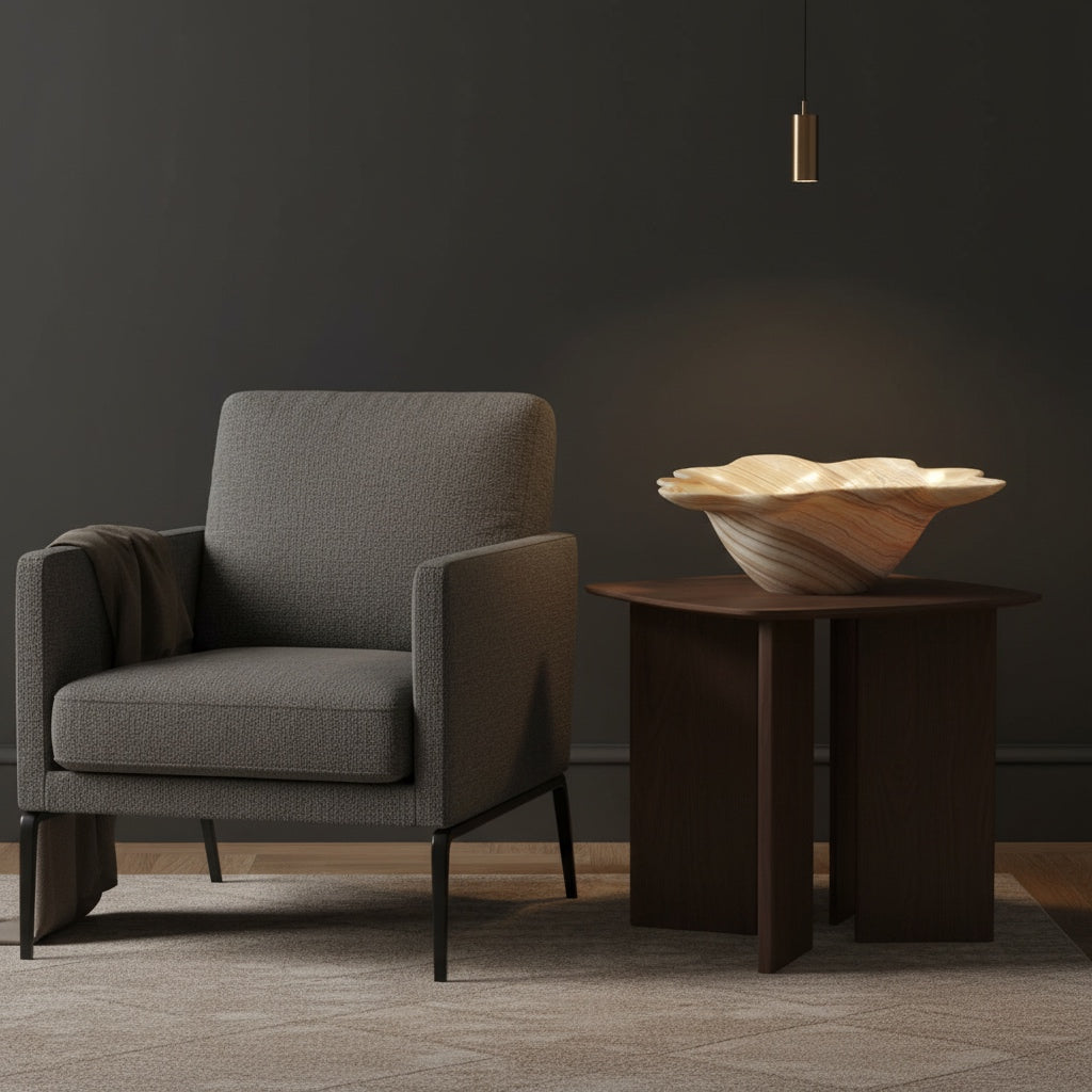 Beige and White Decorative Onyx Bowl - Centerpiece - Fruit Platter