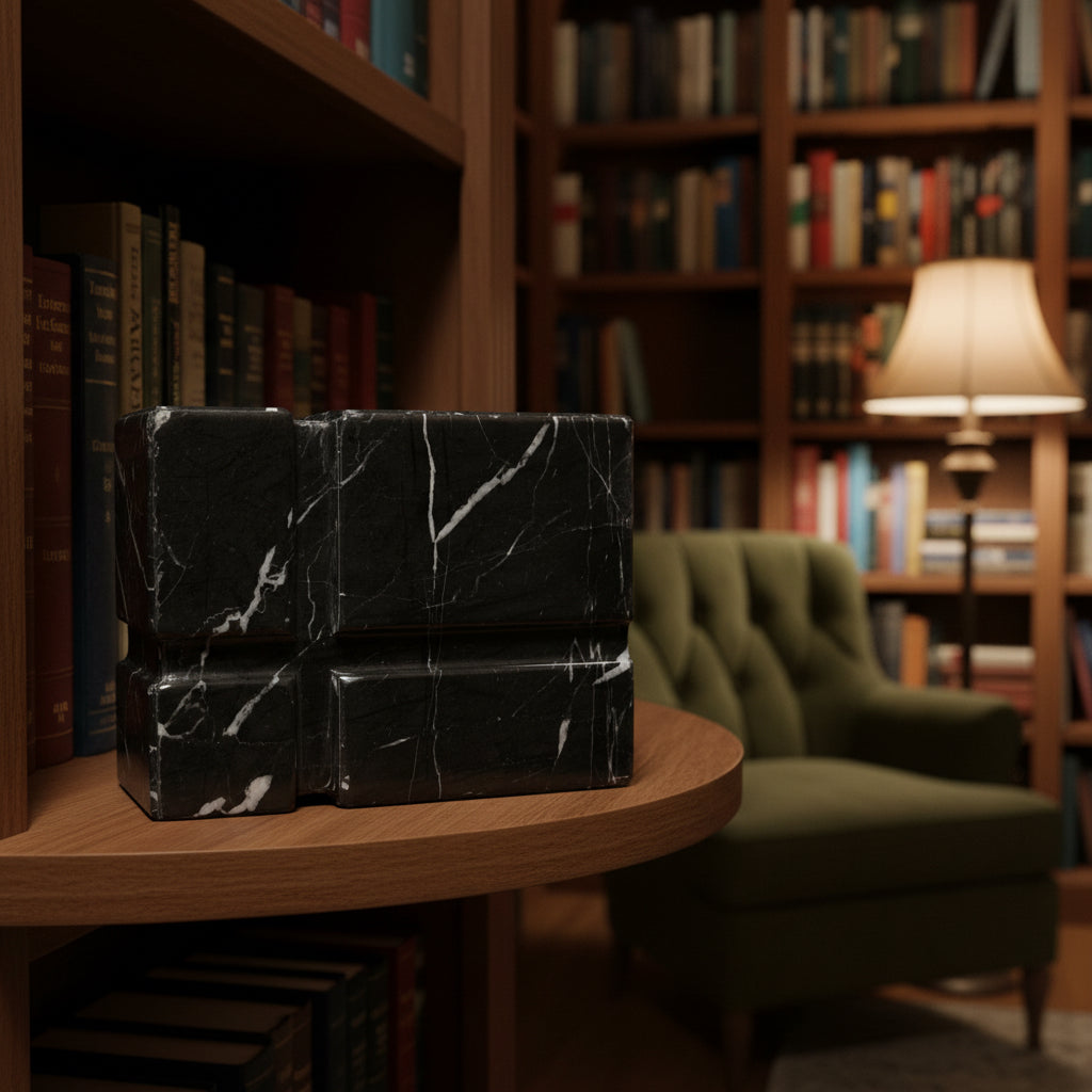 Gorgeous Black Marble Cremation Urn for Human or pet Ashes