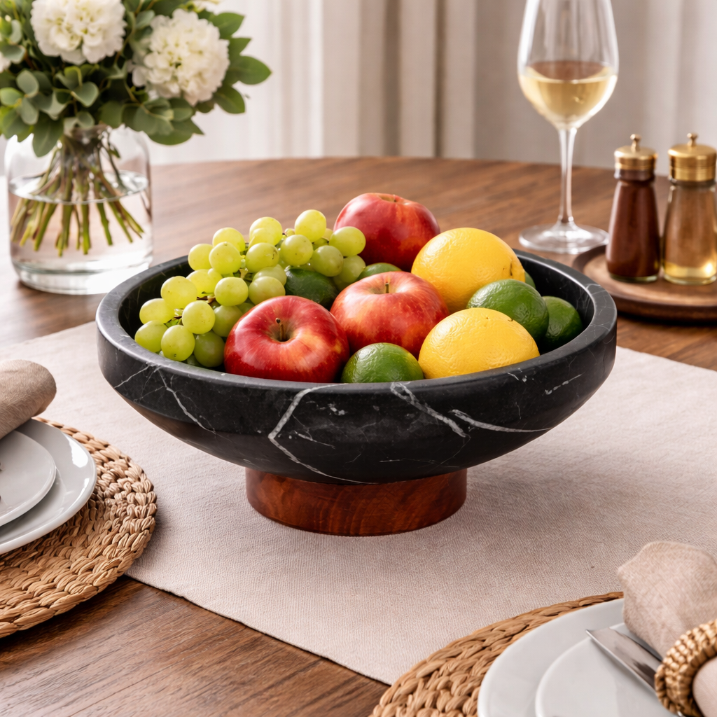 Black Marble Fruit Platter - Decorative Piece