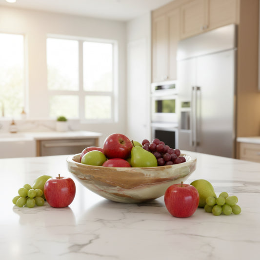 Green & Brown Decorative Onyx Bowl - Centerpiece - Fruit platter