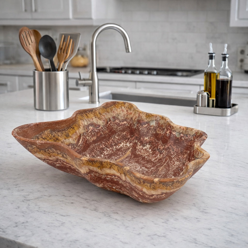 Red Decorative Onyx Bowl - Centerpiece - Fruit Platter