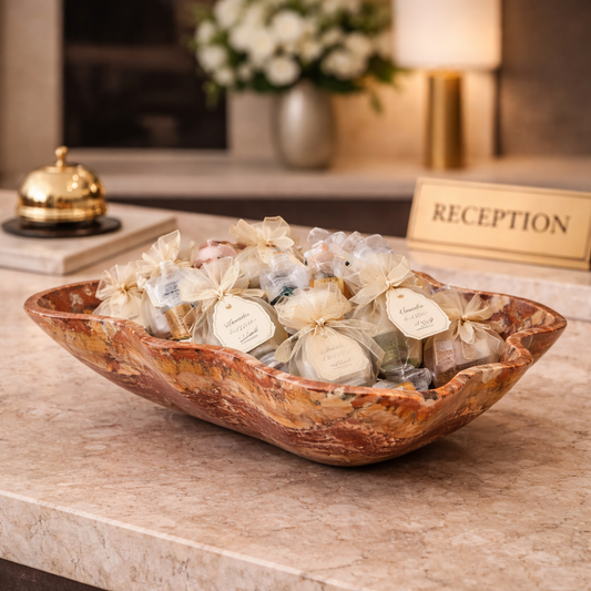 Red Decorative Onyx Bowl - Centerpiece - Fruit Platter