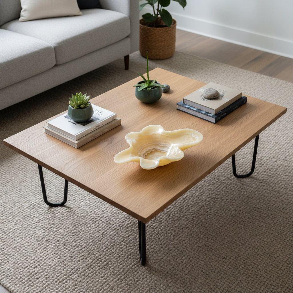 Beige & White Decorative Onyx Bowl - Centerpiece - Fruit Platter
