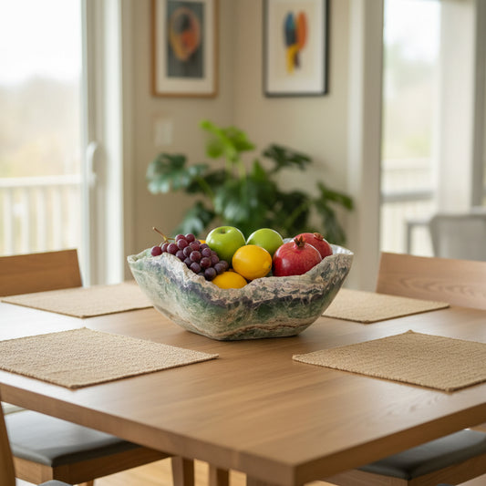 Green & Blue Decorative Fluorite Bowl - Centerpiece - Fruit platter