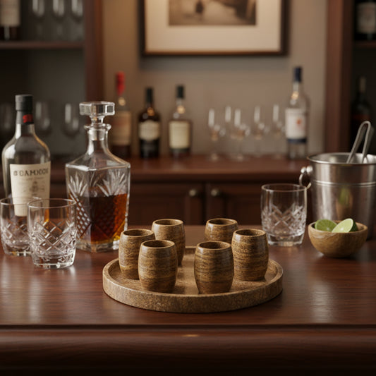 Copper Onyx Tequila Shots - Hand carved shot - (Set of 6)