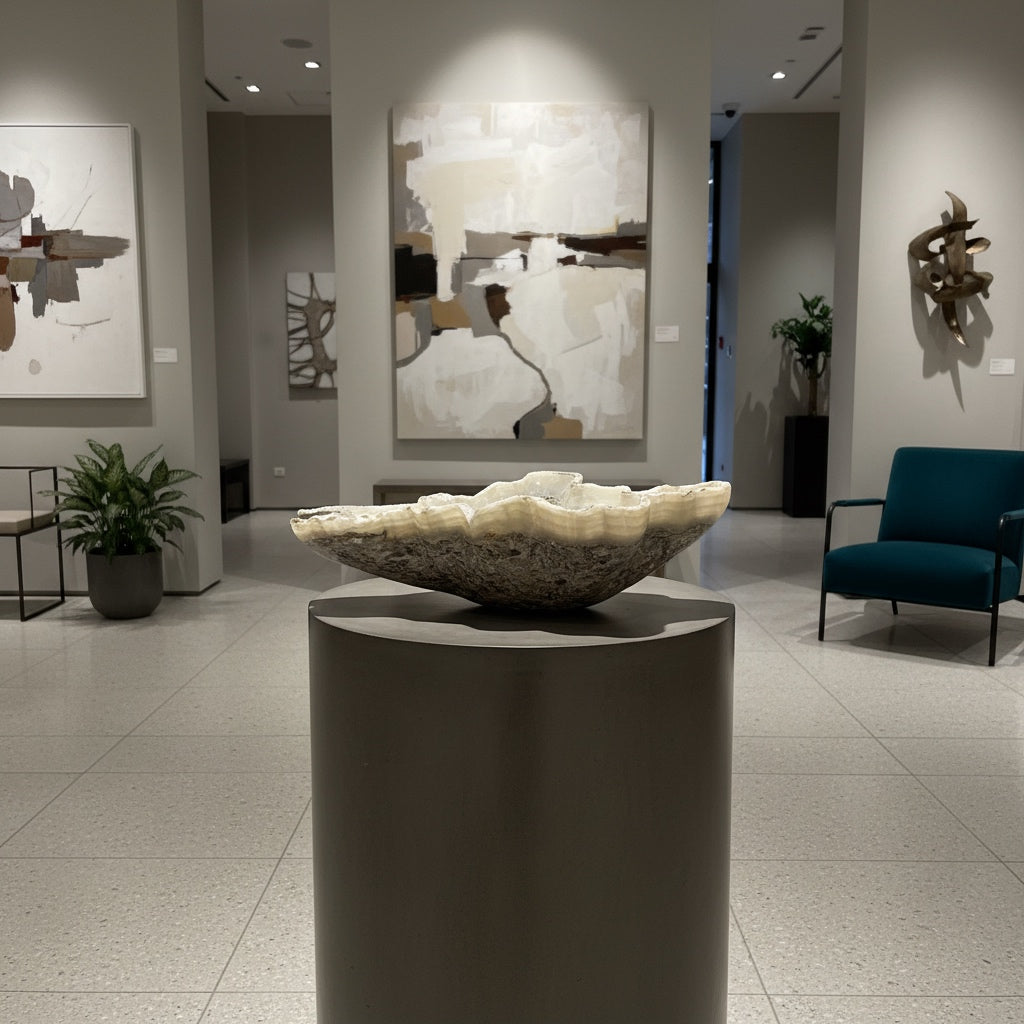 Gray & Beige Decorative Onyx Bowl - Centerpiece - Fruit Platter
