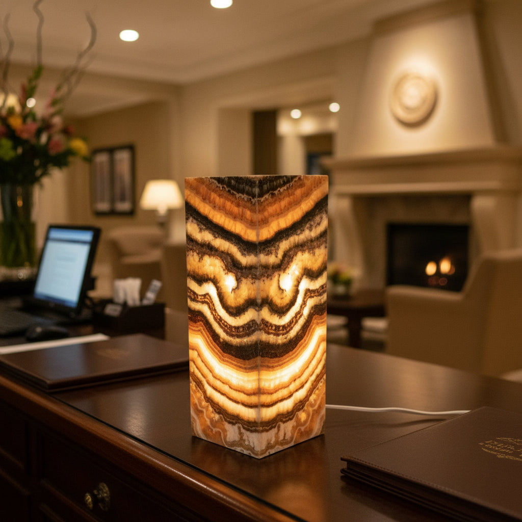 Brown and Red Onyx Stone Lamp - Table Lamp - Home Decor