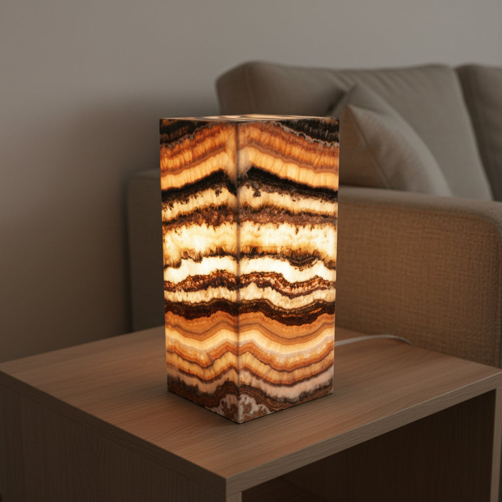 Brown and Red Onyx Stone Lamp - Table Lamp - Home Decor