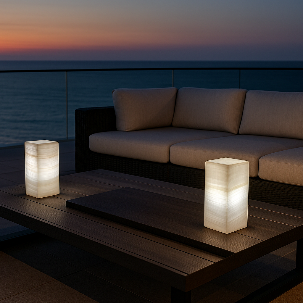 White Onyx Stone Lamps (Two set) - Table Lamp - Home Decor