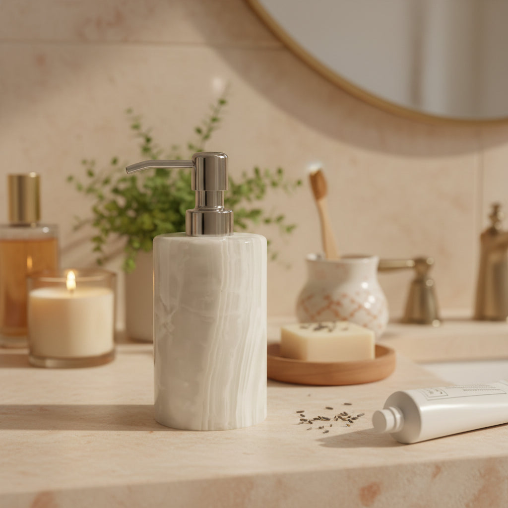 Handmade Onyx Soap Dispenser - Simple Elegance for Your Home