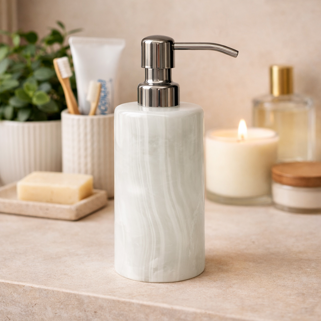 Handmade Onyx Soap Dispenser - Simple Elegance for Your Home