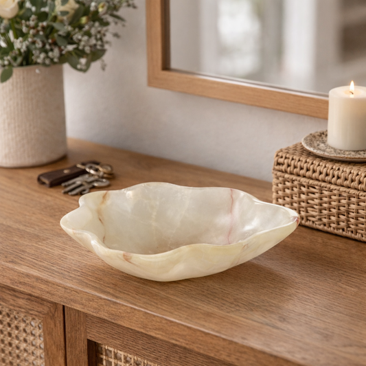 Green Onyx Decorative Bowl - Centerpiece - Fruit Platter - Elegant Onyx Bowl - Handcrafted Beauty for Your Home