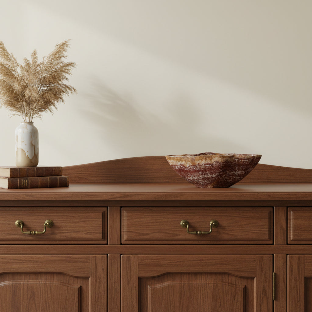 Burgundy Onyx Decorative Bowl - Centerpiece - Fruit Platter - Elegant Onyx Bowl - Handcrafted Beauty for Your Home