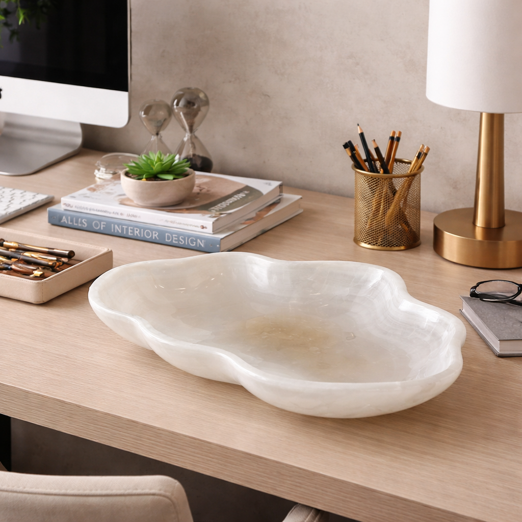 Hand-Carved Onyx Bowl – Elegant Natural Stone Decor