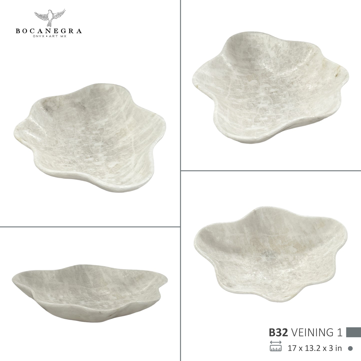 Hand-Carved White Onyx Bowl – Elegant Natural Stone Decor