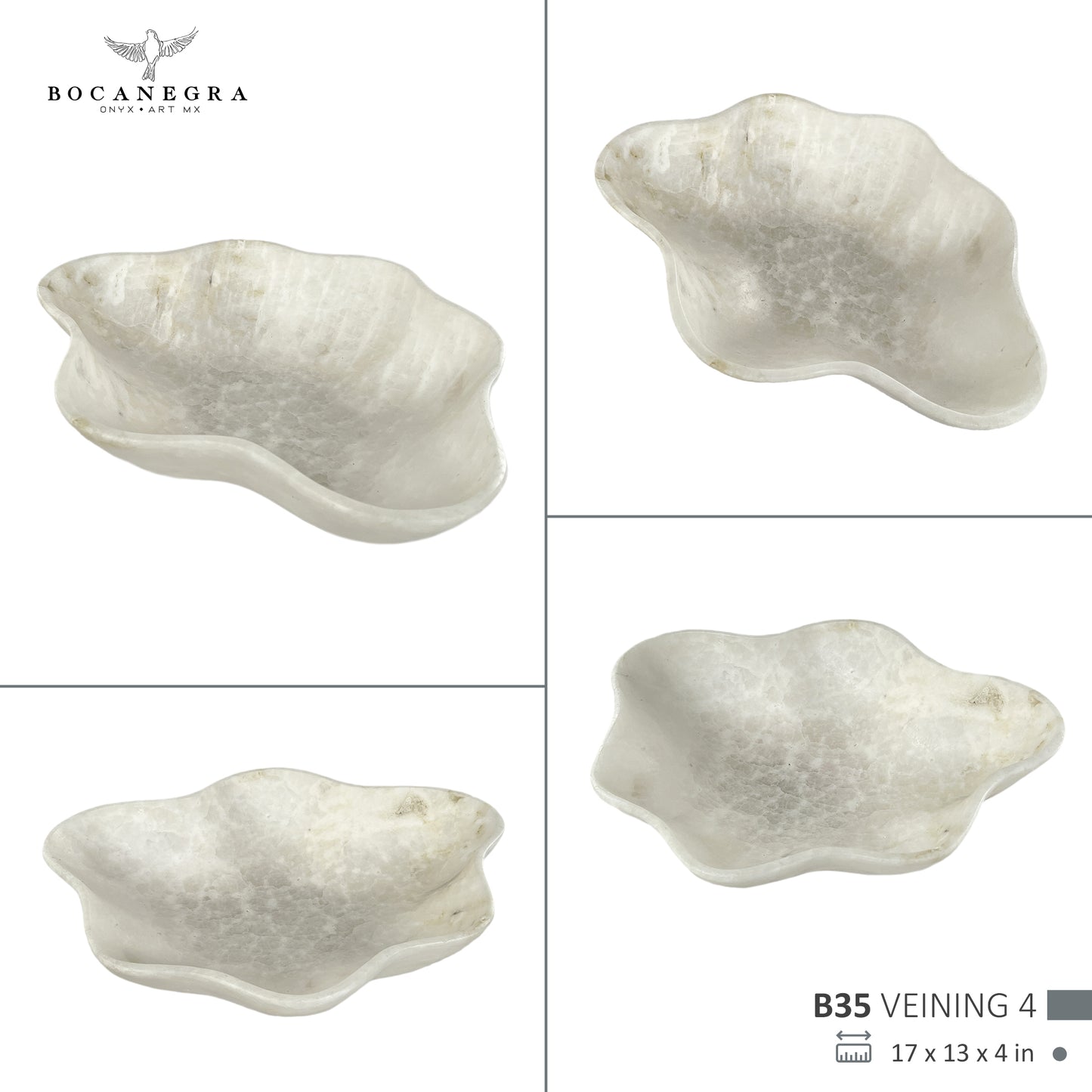 Hand-Carved White Onyx Bowl – Elegant Natural Stone Decor