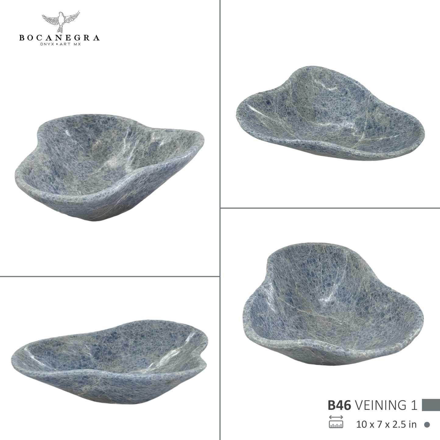 Hand-Carved Blue Onyx Bowl – Elegant Natural Stone Decor