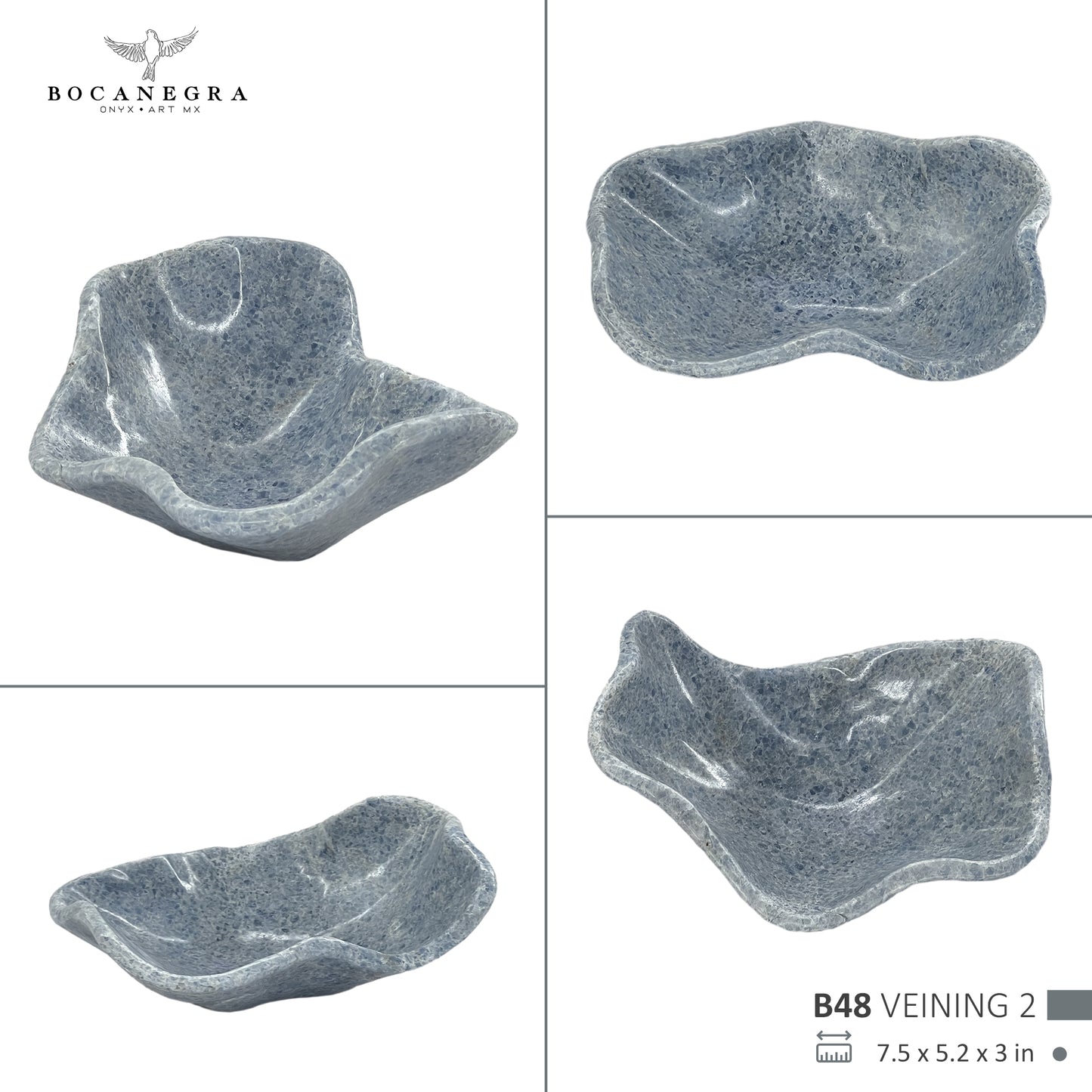 Hand-Carved Blue Onyx Bowl – Elegant Natural Stone Decor