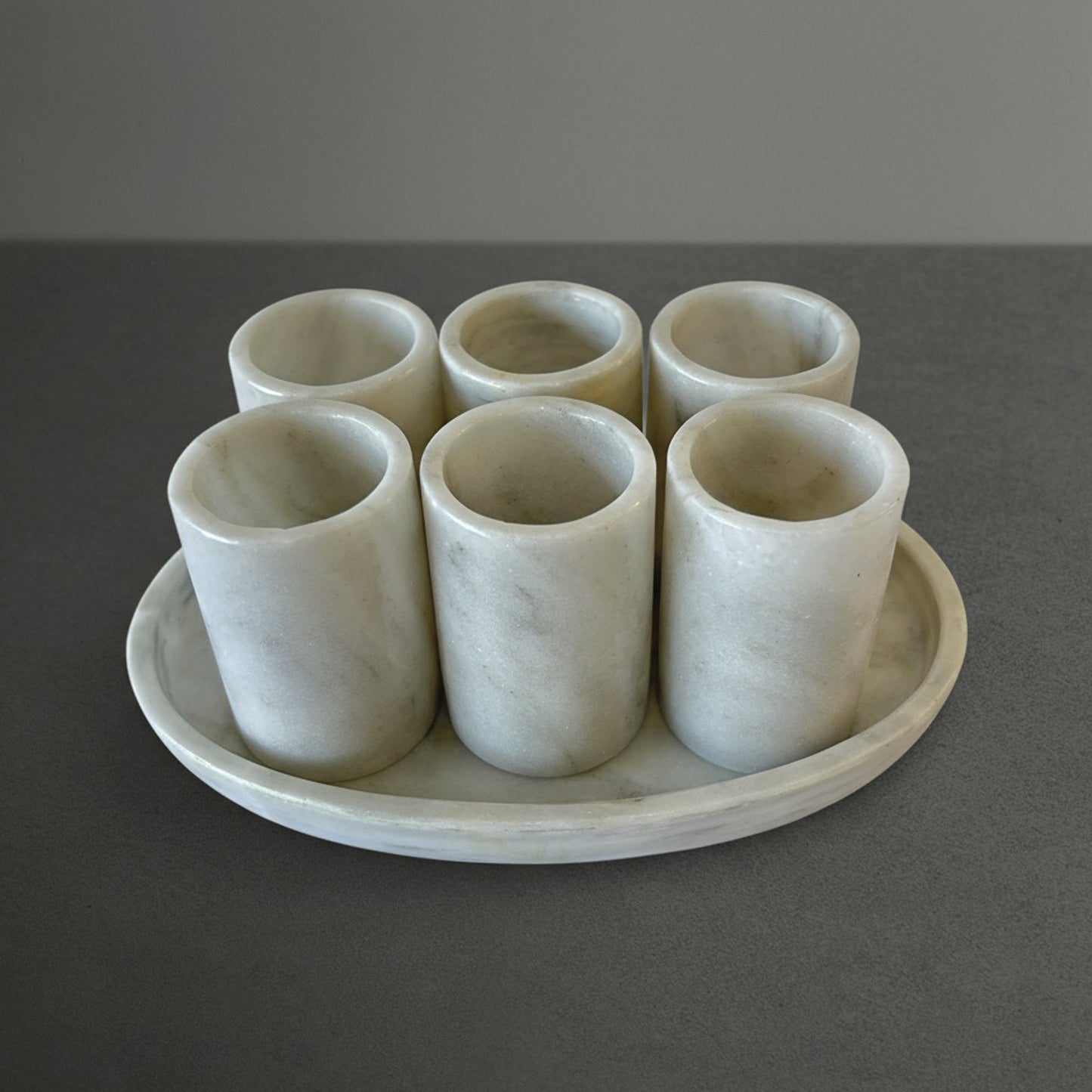 White Marble Tequila Shots - Hand carved shot - (Set of 6)