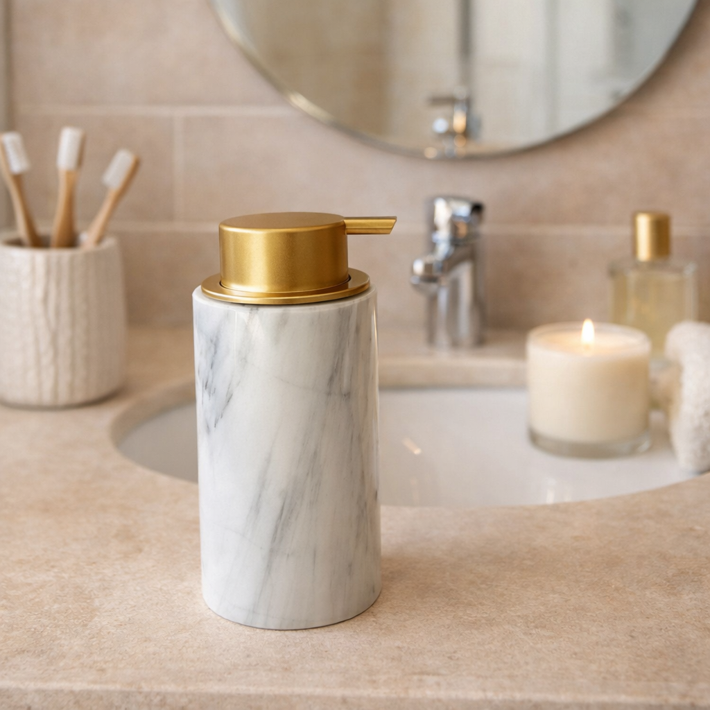 Handmade Marble Soap Dispenser - Simple Elegance for Your Home