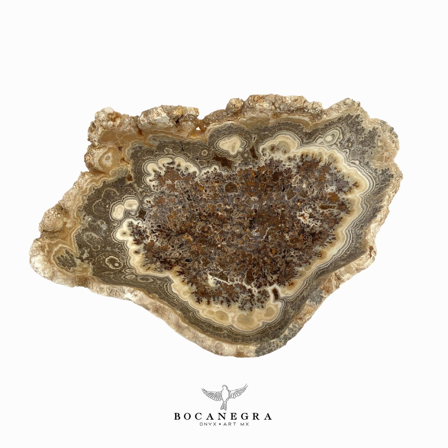 Hand-Carved Onyx Bowl – Natural Stone Centerpiece, Beige & Gray