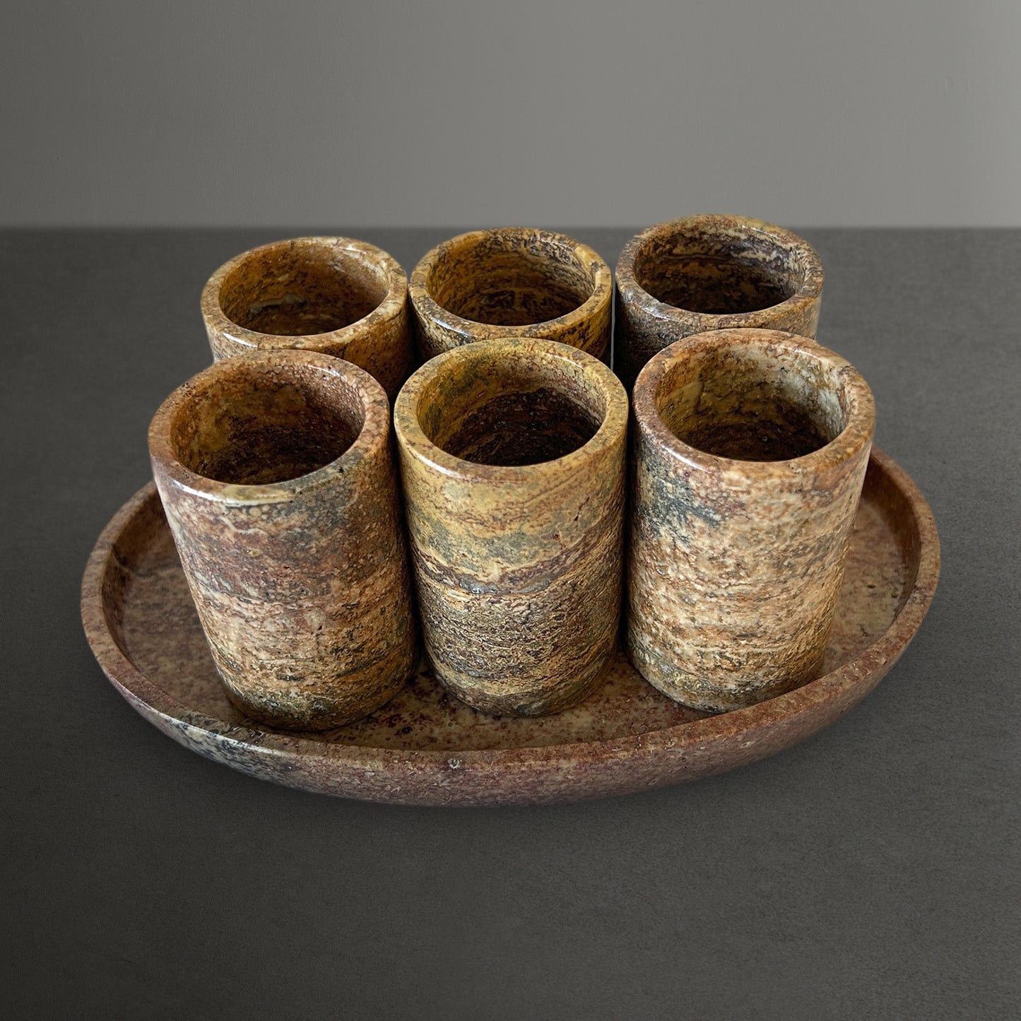 Copper Onyx Tequila Shots - Hand carved shot - (Set of 6)