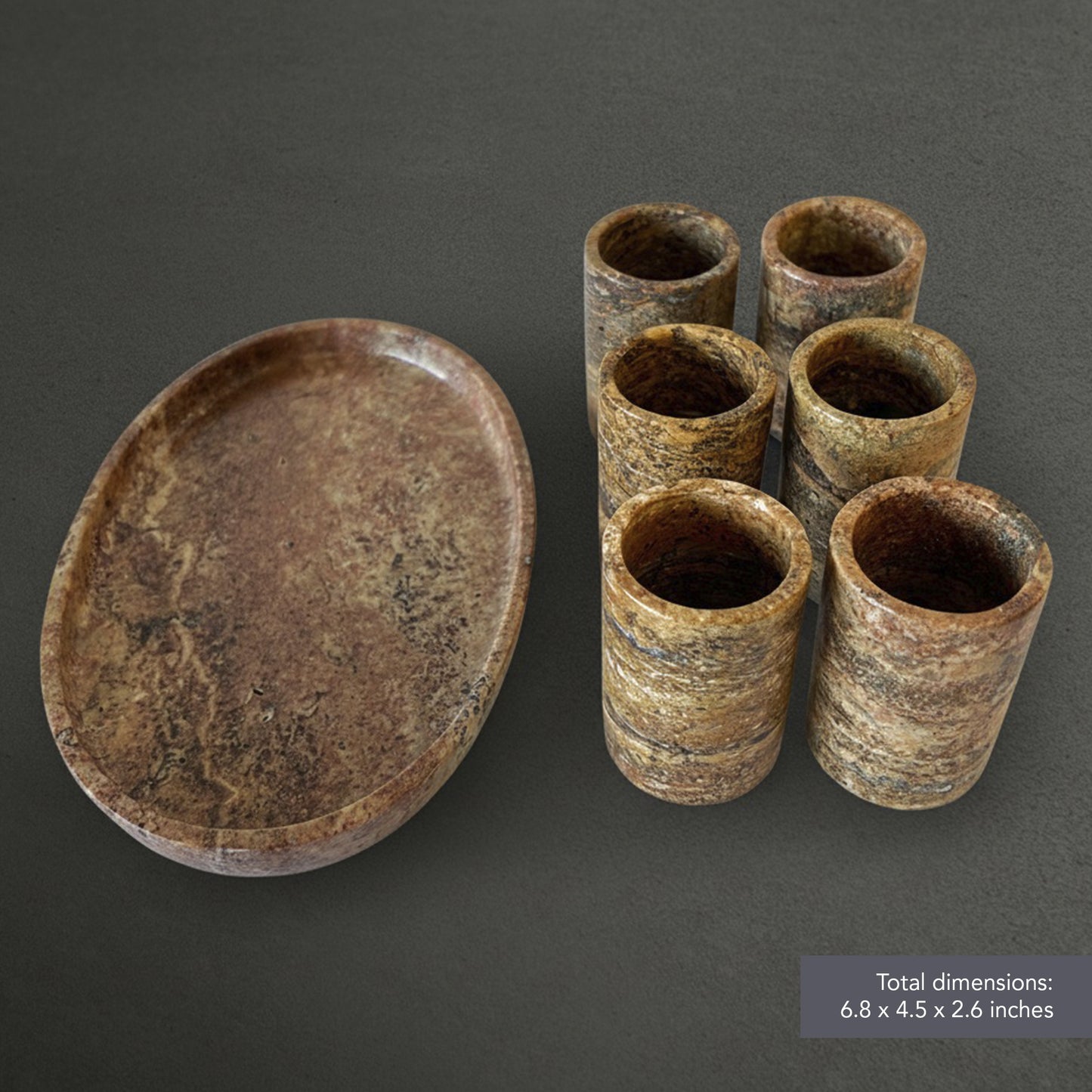 Copper Onyx Tequila Shots - Hand carved shot - (Set of 6)