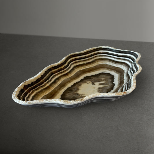 Hand-Carved Onyx Bowl – Elegant Natural Stone Decor