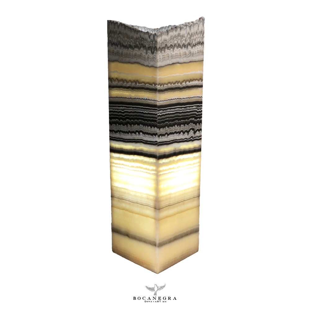 Black & Gold Onyx Stone Lamp - Table Lamp - Home Decor