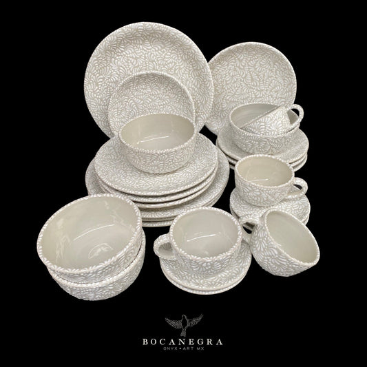 Talavera dinnerware personal set - White tableware (6 piece set)