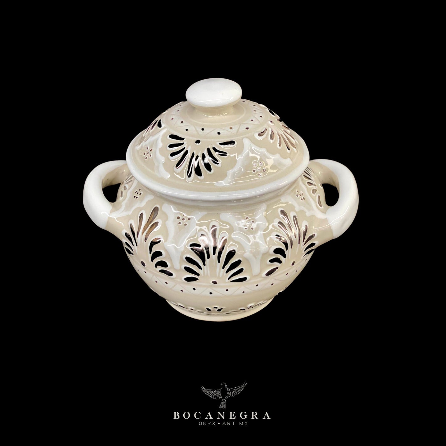 White Talavera Tea Set with Platinum Inlay Set of 4 pieces