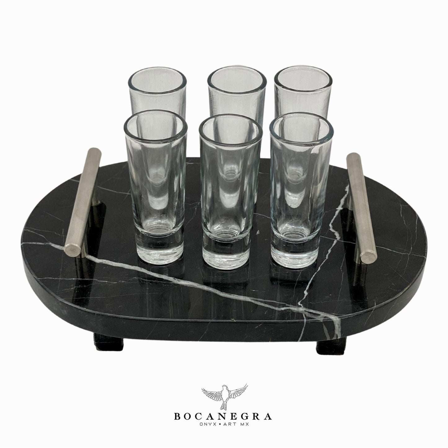 Tequila Glass Shots with Black Marble tray (6 shots set)