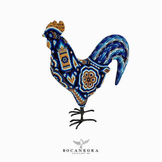 Huichol Art Rooster - Beadwork sculpture - Handcrafted Rooster - Handmade