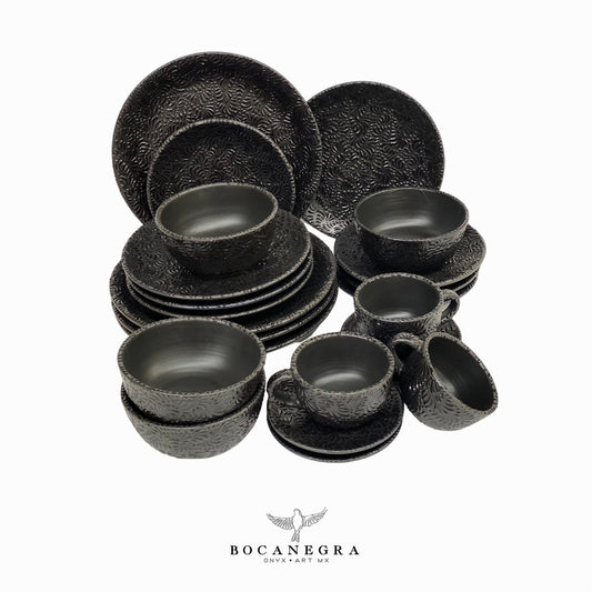 Talavera dinnerware personal set - Black tableware (6 piece set)