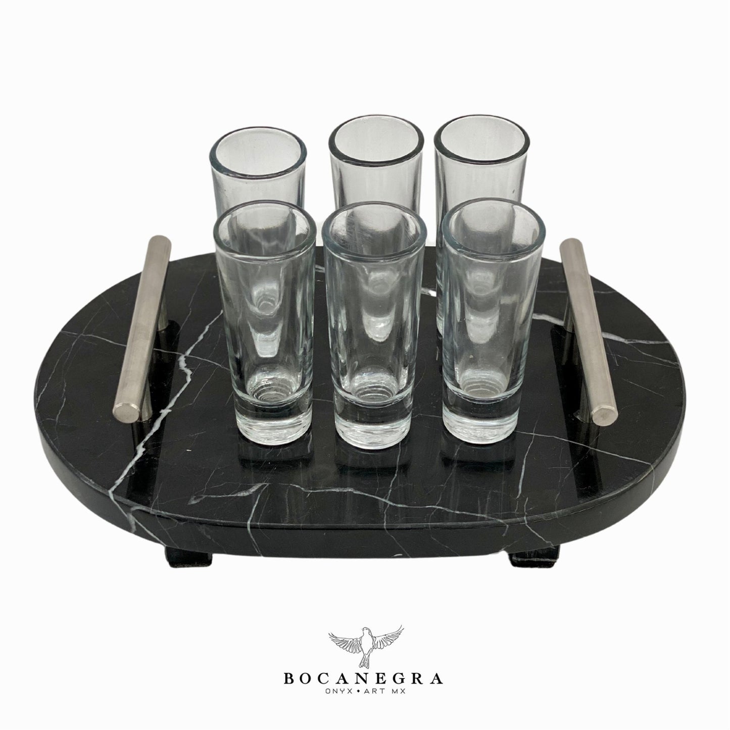 Tequila Glass Shots with Black Marble tray (6 shots set)