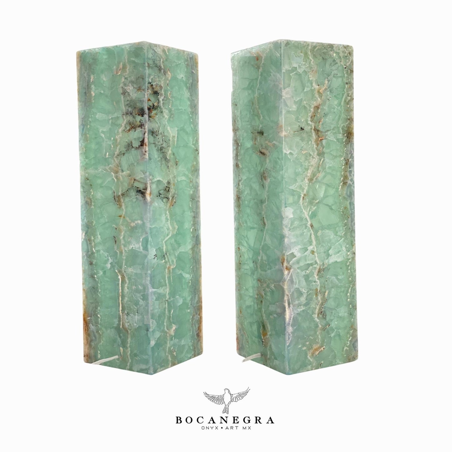 Blue and Green Fluorite Stone Lamps (Pair) - Table Lamp - Home Decor