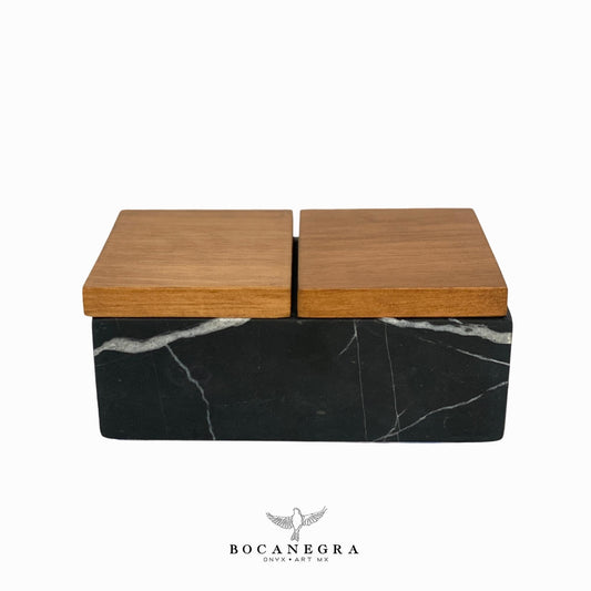 Black Marble Rectangular Jewelry Box - Organizer - Storage Box