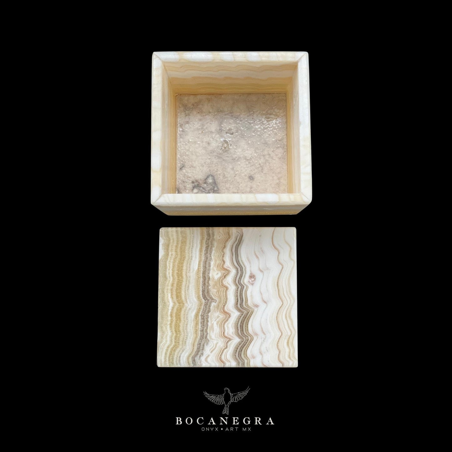 Beige & White Onyx Square Jewelry Box - Organizer - Storage Box